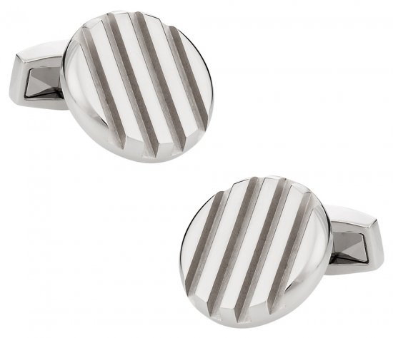 Grooved Stainless Steel Cufflinks