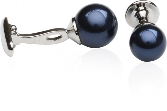 Navy Blue Swarovski Pearl Formal Set Cufflinks & Studs