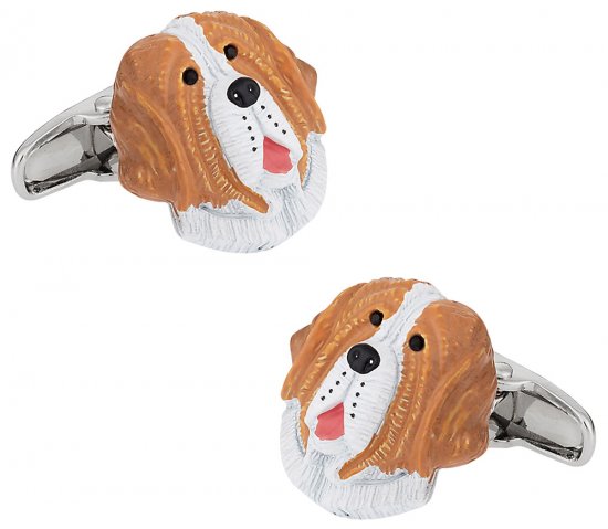 Painted Saint Bernard Cufflinks