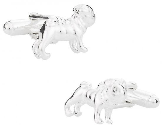 Pug Cufflinks in Solid Sterling Silver