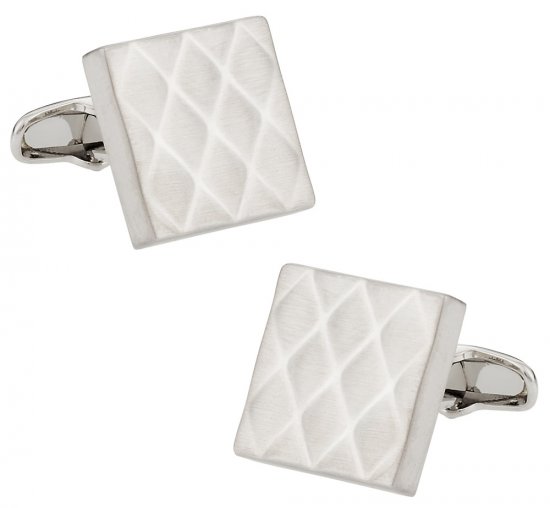 Quilted Metallic Brushed Silvertone Cufflinks