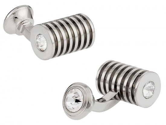 Silver Clear Swarovski Barrel Crystal Cufflinks