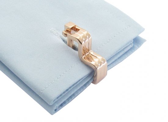 Step Ribbed Rose Gold Cufflinks