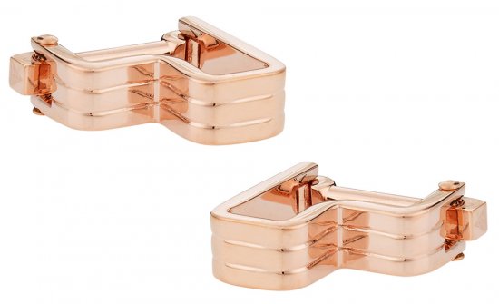 Step Ribbed Rose Gold Cufflinks