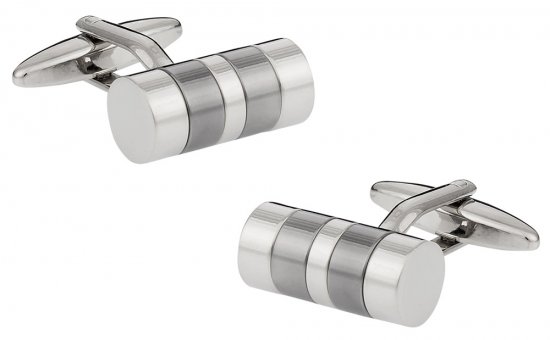 Striped Barrel Silver Cufflinks