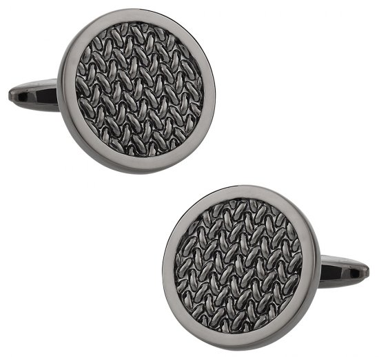 Woven Cufflinks in Gun Metal